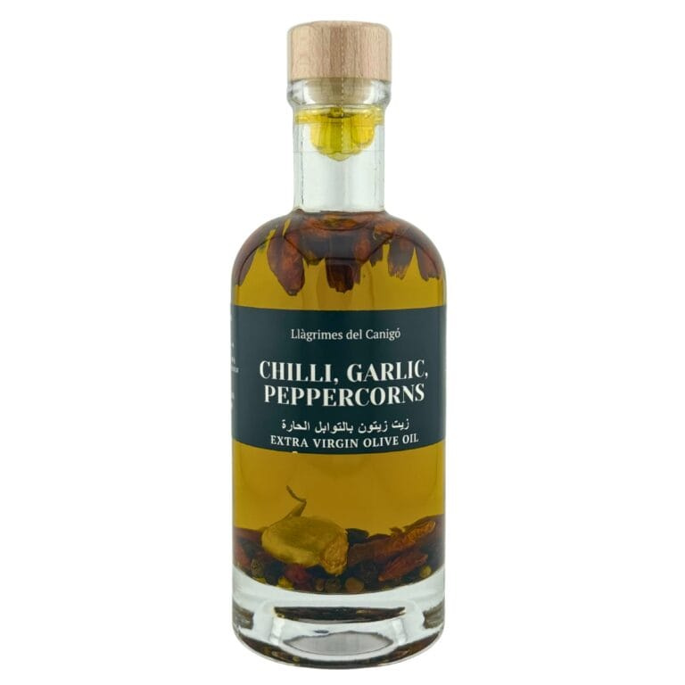 Llàgrimes del Canigó: EVOO with Chilli, Garlic, Peppercorns (250 ml)
