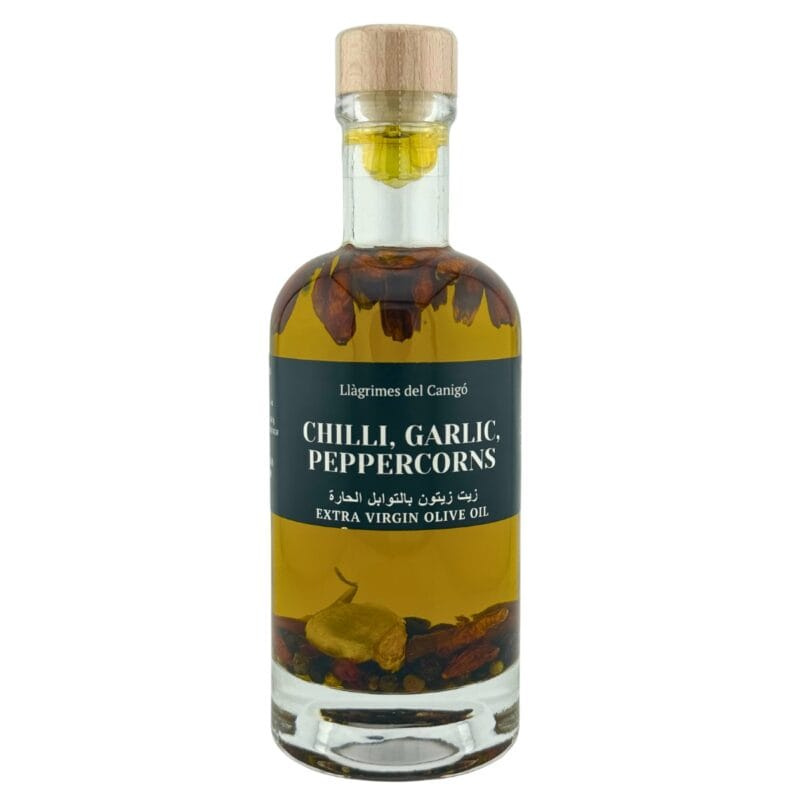 Llàgrimes del Canigó: EVOO with Chilli, Garlic, Peppercorns (250 ml)